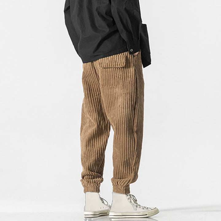 Pantalones de pana hasta el tobillo para hombre, de color liso, con bolsillos, de Buddha Stones Winter - image 27