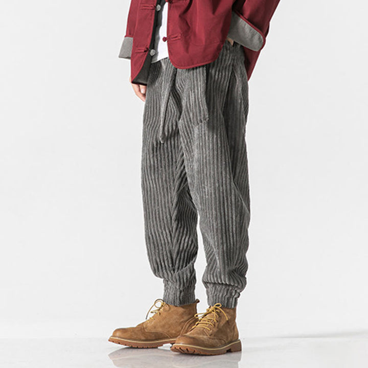 Pantalones de pana hasta el tobillo para hombre, de color liso, con bolsillos, de Buddha Stones Winter - image 2