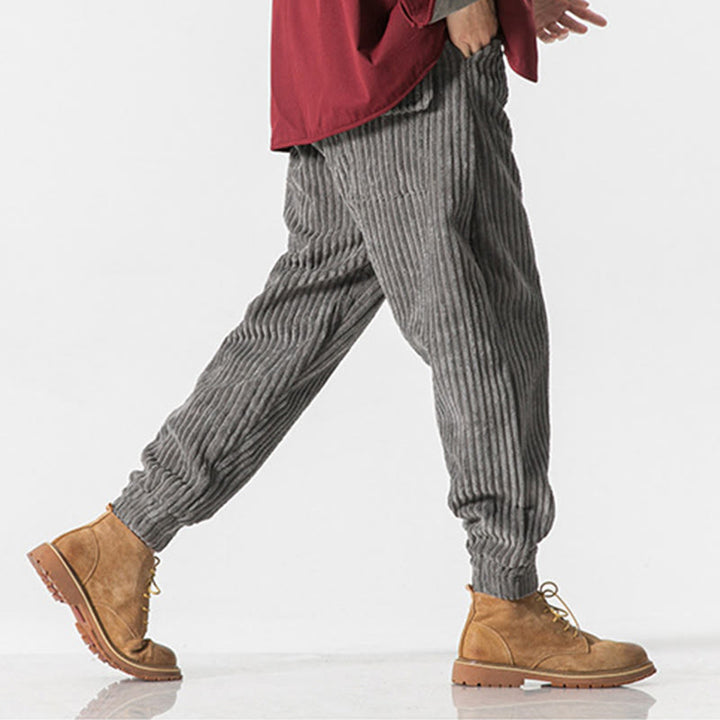 Pantalones de pana hasta el tobillo para hombre, de color liso, con bolsillos, de Buddha Stones Winter - image 10