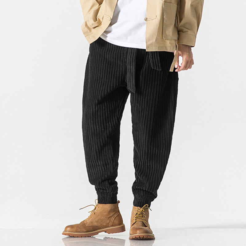 Pantalones de pana hasta el tobillo para hombre, de color liso, con bolsillos, de Buddha Stones Winter - image 23