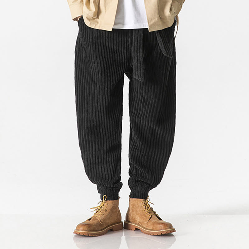 Pantalones de pana hasta el tobillo para hombre, de color liso, con bolsillos, de Buddha Stones Winter - image 16