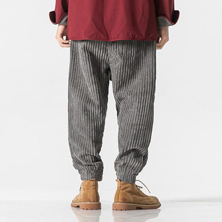 Pantalones de pana hasta el tobillo para hombre, de color liso, con bolsillos, de Buddha Stones Winter - image 8