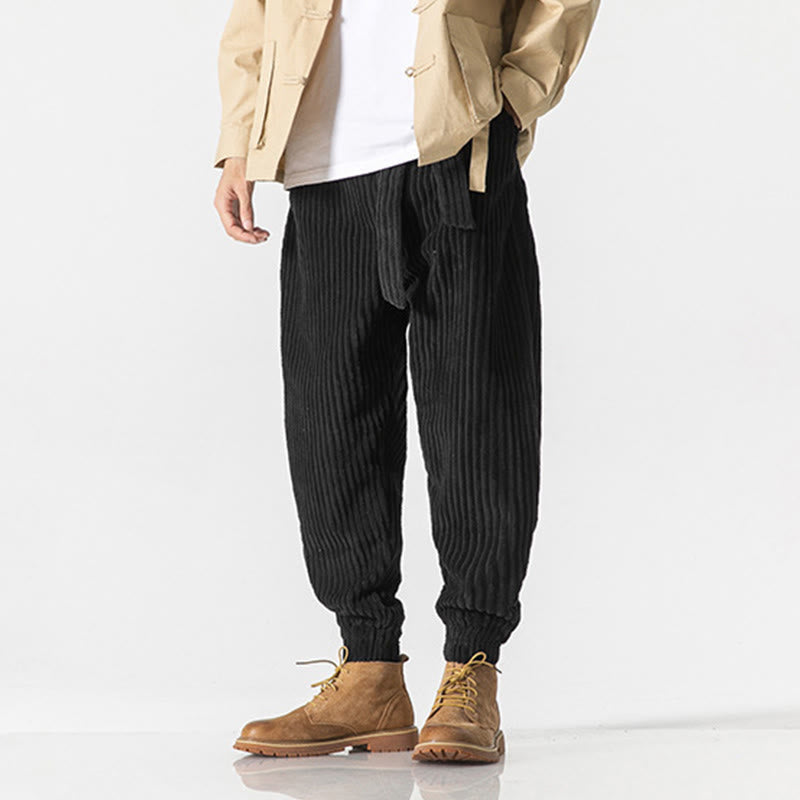 Pantalones de pana hasta el tobillo para hombre, de color liso, con bolsillos, de Buddha Stones Winter - image 20
