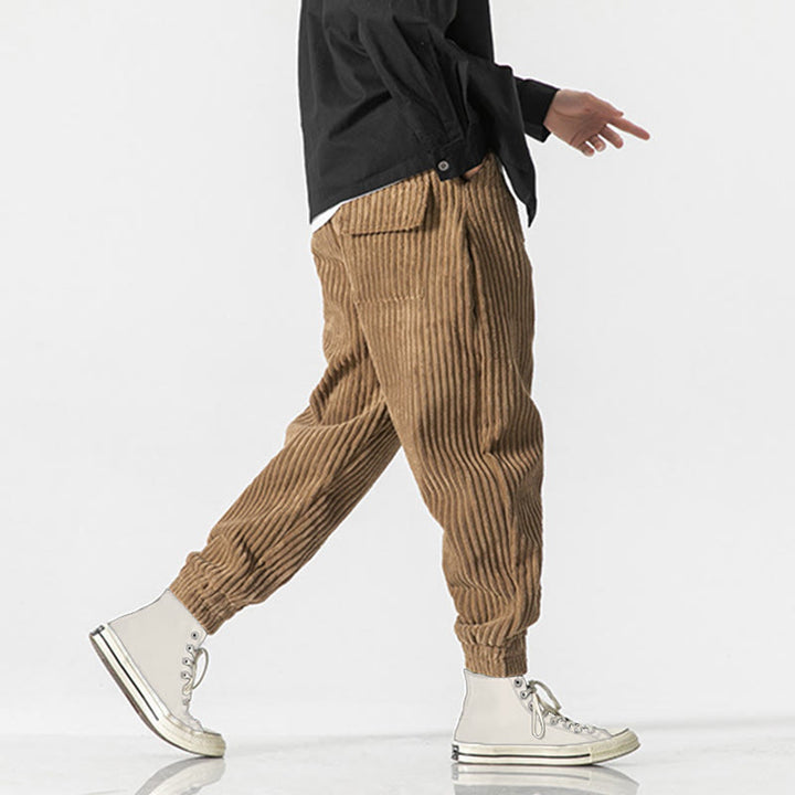 Pantalones de pana hasta el tobillo para hombre, de color liso, con bolsillos, de Buddha Stones Winter - image 32