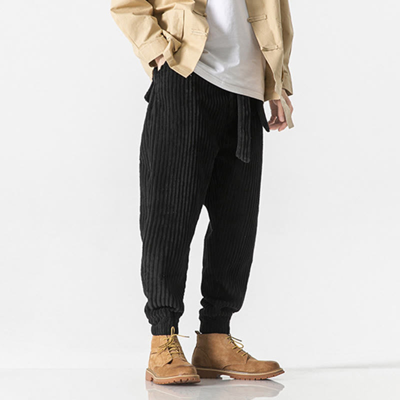 Pantalones de pana hasta el tobillo para hombre, de color liso, con bolsillos, de Buddha Stones Winter - image 22