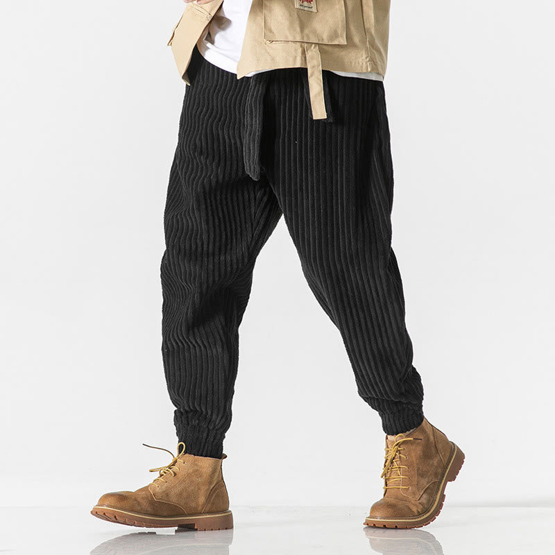 Pantalones de pana hasta el tobillo para hombre, de color liso, con bolsillos, de Buddha Stones Winter - image 17