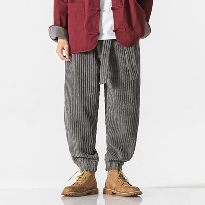 Pantalones de pana hasta el tobillo para hombre, de color liso, con bolsillos, de Buddha Stones Winter - image 7