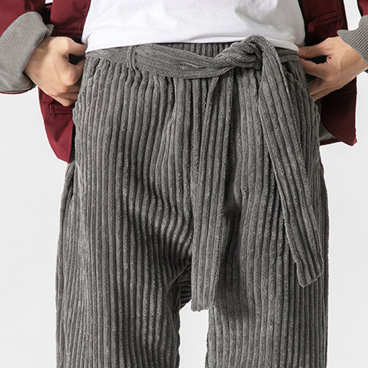 Pantalones de pana hasta el tobillo para hombre, de color liso, con bolsillos, de Buddha Stones Winter - image 12