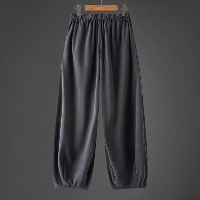 Pantalones de pana con cintura elástica y cordón ajustable para hombre de Buddha Stones, con bolsillos, para invierno - image 1