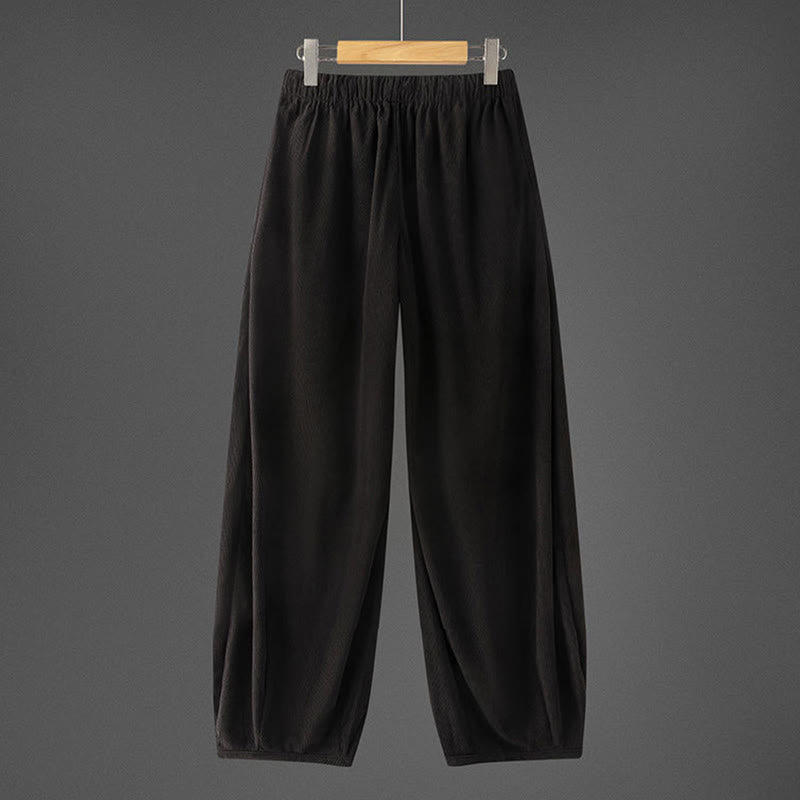Pantalones de pana con cintura elástica y cordón ajustable para hombre de Buddha Stones, con bolsillos, para invierno - image 9
