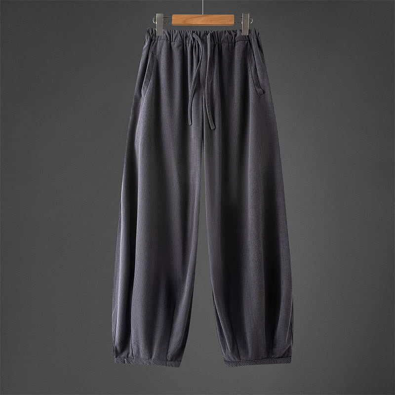 Pantalones de pana con cintura elástica y cordón ajustable para hombre de Buddha Stones, con bolsillos, para invierno - Gris oscuro - US/UK/AU46, EU56 (5XL) - image 0