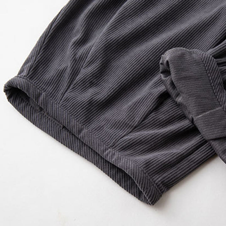 Pantalones de pana con cintura elástica y cordón ajustable para hombre de Buddha Stones, con bolsillos, para invierno - image 6