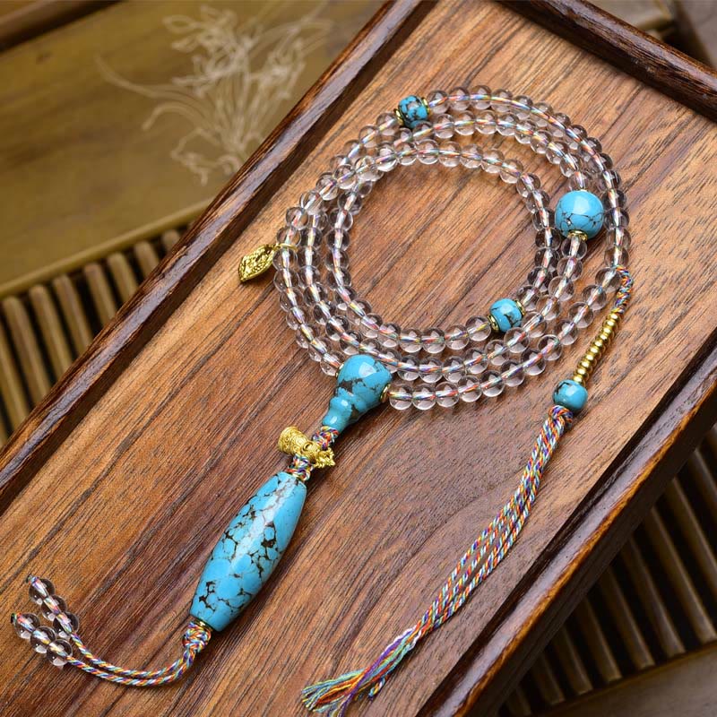 Buddha Stones 108 cuentas Liuli cristal Dzi cuentas ágata bendiciones borla Mala - Estilo 2 - 6 mm - image 12