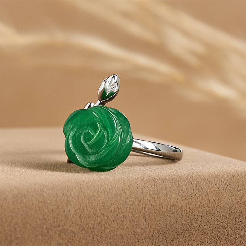 Anillo de equilibrio ajustable de plata bañada en cobre con jaspe verde rosa y Buddha Stones - image 2