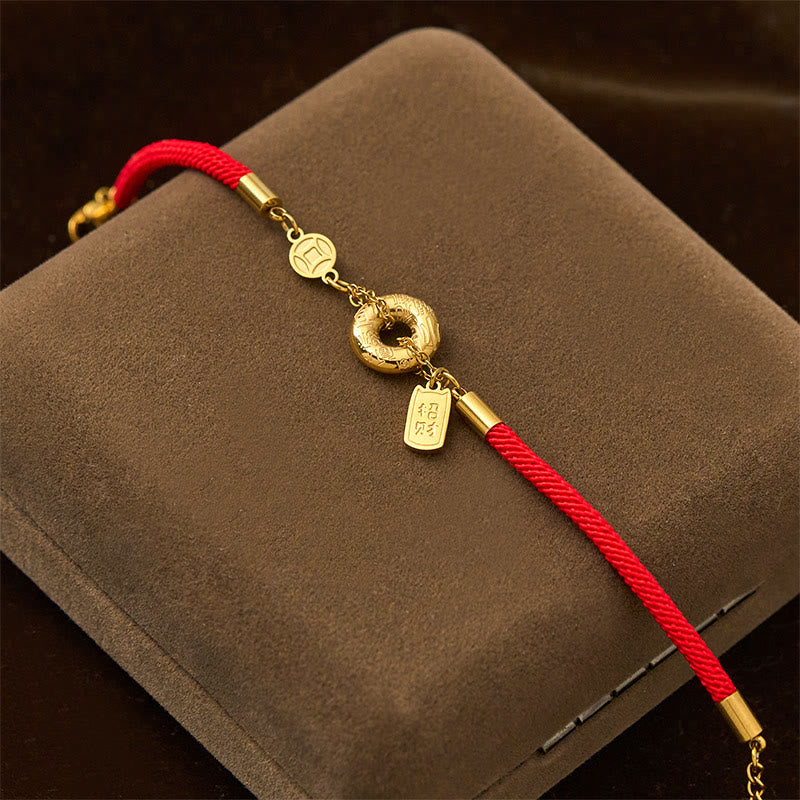 Pulsera de hilo rojo de acero y titanio con amuleto de la paz y Buddha Stones para atraer la fortuna - image 2