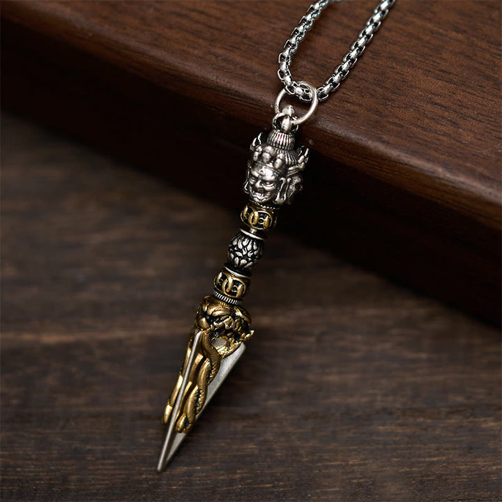 Collar con colgante de cobre con Buddha Stones, Vajra tibetano, Vajrakila, poder espiritual curativo - image 1