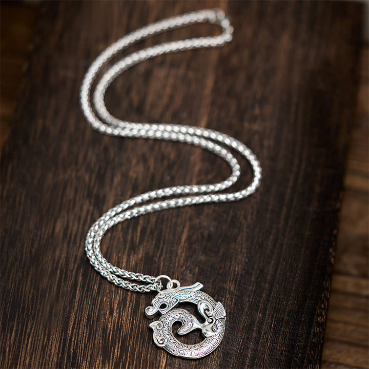 Colgante de plata bañada en cobre con diseño de Taotie de dragón tibetano en espiral con Buddha Stones - image 4