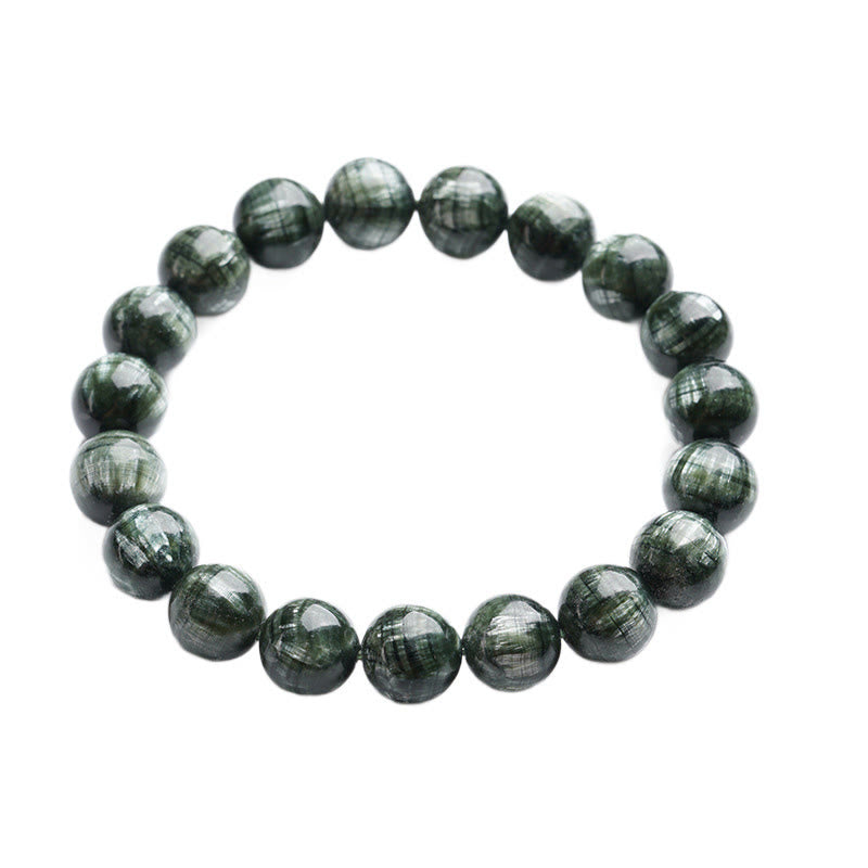 Pulsera de cuentas redondas de serafinita natural de Buddha Stones para el equilibrio emocional - image 6