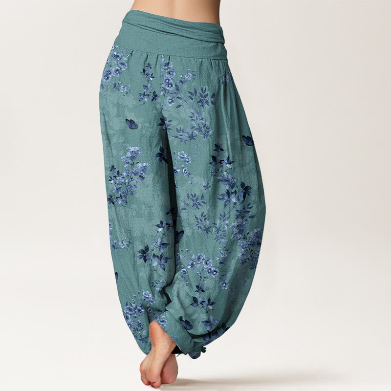 Pantalones Buddha Stones de algodón con estampado de hojas y flores nebulosas para mujer, cintura elástica - image 6