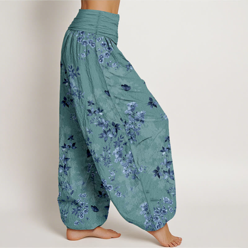 Pantalones Buddha Stones de algodón con estampado de hojas y flores nebulosas para mujer, cintura elástica - image 7
