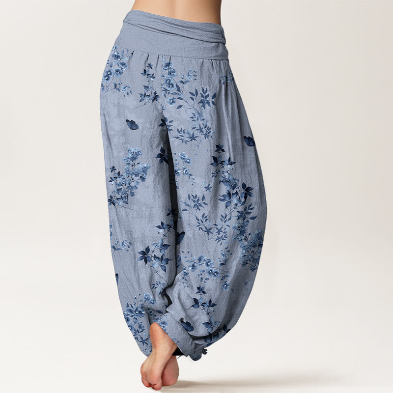 Pantalones Buddha Stones de algodón con estampado de hojas y flores nebulosas para mujer, cintura elástica - image 9