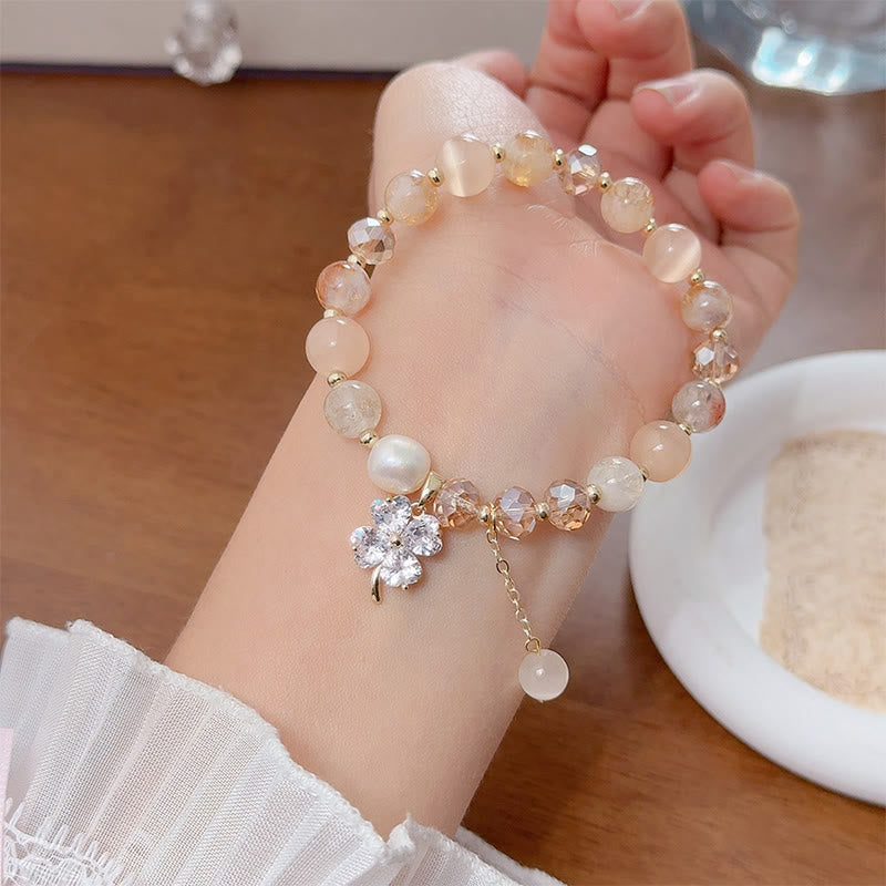 Pulsera de equilibrio con Buddha Stones de cuatro hojas, amatista, citrino, cuarzo fresa verde y cuarzo rutilado. - image 10