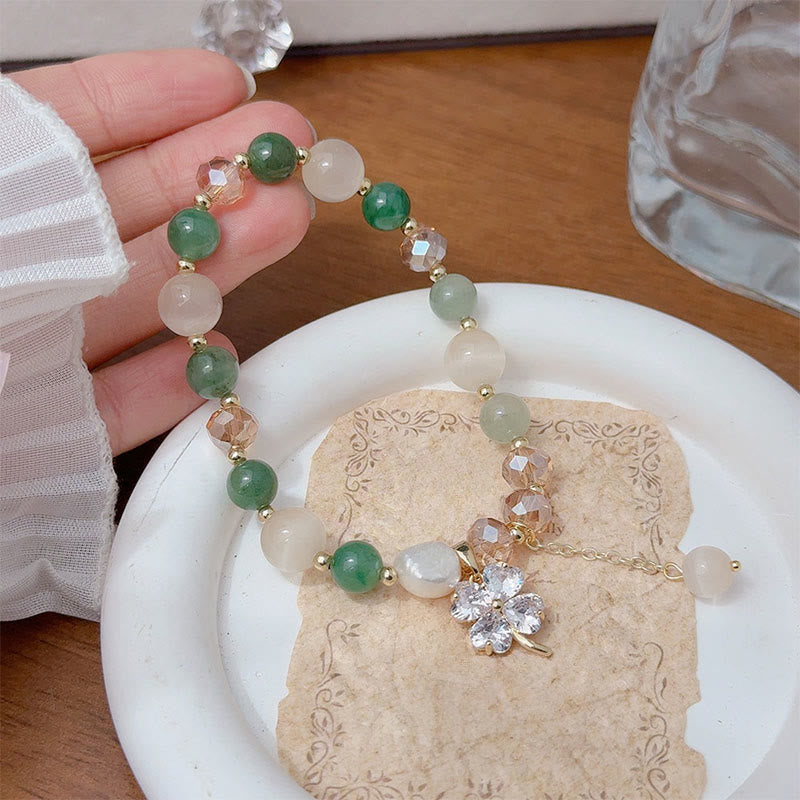 Pulsera de equilibrio con Buddha Stones de cuatro hojas, amatista, citrino, cuarzo fresa verde y cuarzo rutilado. - Cuarzo fresa verde (circunferencia de la muñeca: 15-17 cm) - image 13