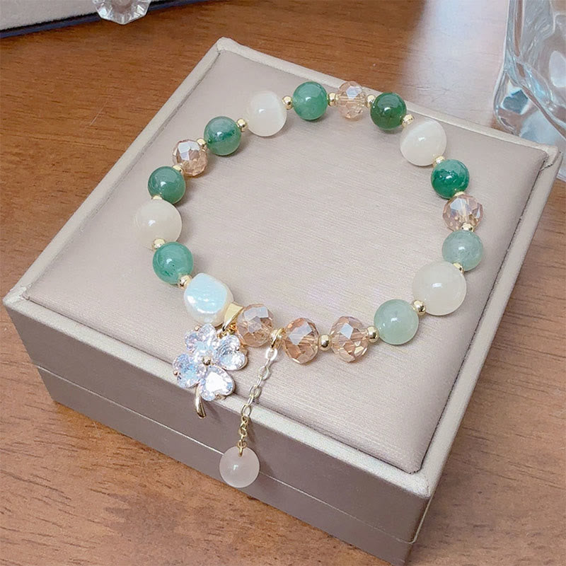 Pulsera de equilibrio con Buddha Stones de cuatro hojas, amatista, citrino, cuarzo fresa verde y cuarzo rutilado. - image 14