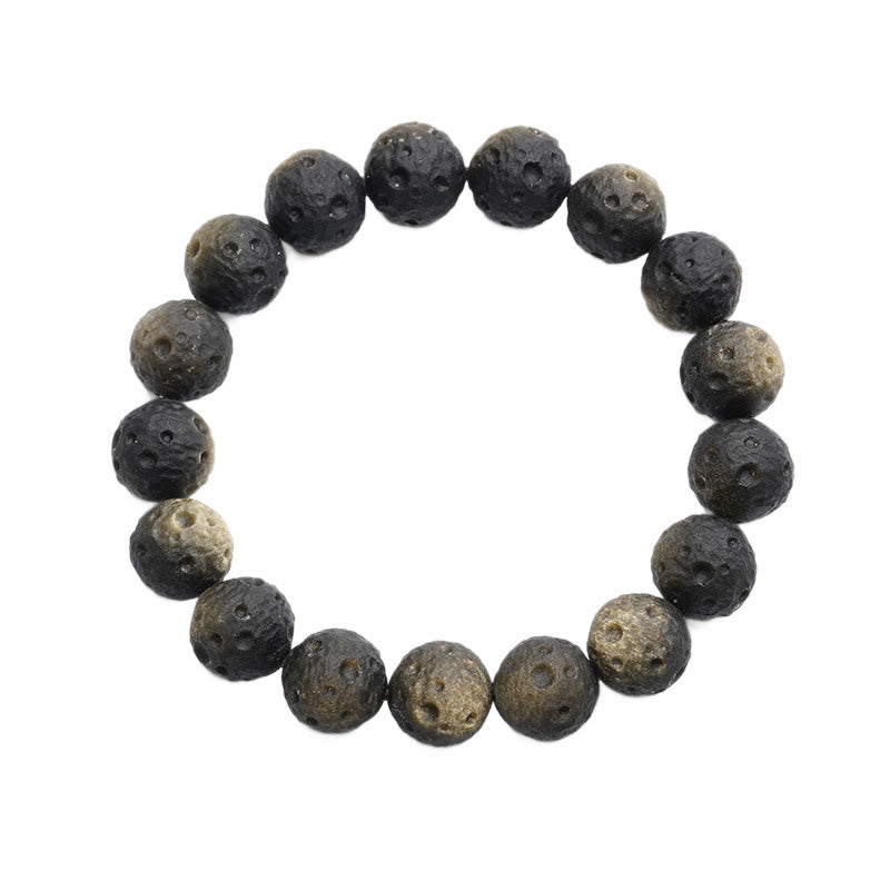 Pulsera protectora de obsidiana con cuentas redondas de obsidiana dorada y plata natural con Buddha Stones - image 11