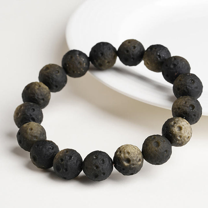 Pulsera protectora de obsidiana con cuentas redondas de obsidiana dorada y plata natural con Buddha Stones - image 8
