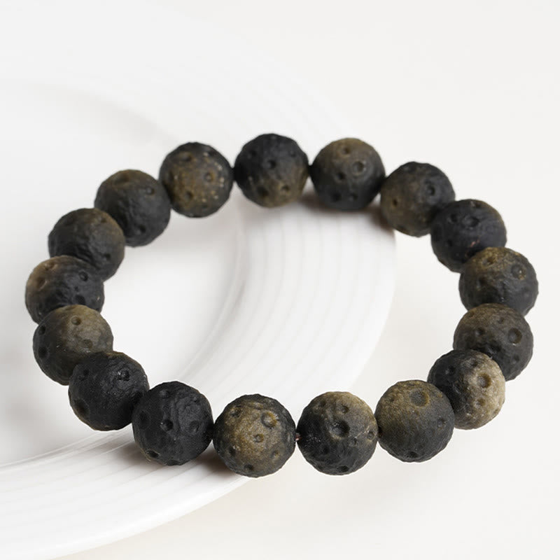 Pulsera protectora de obsidiana con cuentas redondas de obsidiana dorada y plata natural con Buddha Stones - image 9