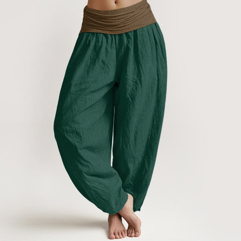 Pantalones harén de algodón con Buddha Stones, color negro, verde y tostado, con cintura elástica para mujer - Verde oscuro - US16，UK/AU20，EU48 (3XL) - image 5