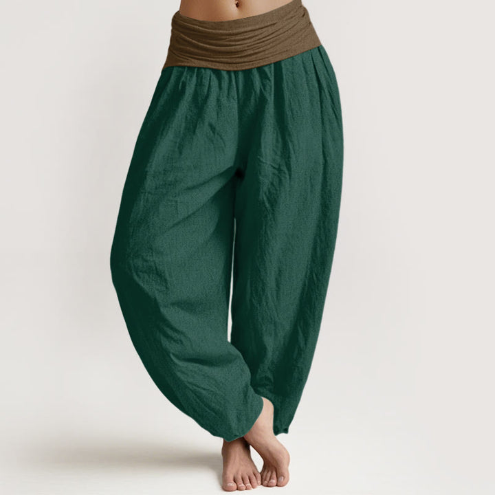 Pantalones harén de algodón con Buddha Stones, color negro, verde y tostado, con cintura elástica para mujer - Verde oscuro - US16，UK/AU20，EU48 (3XL) - image 5