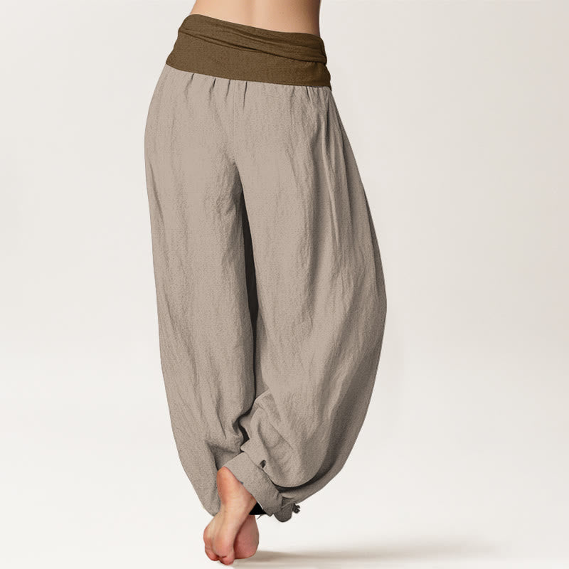 Pantalones harén de algodón con Buddha Stones, color negro, verde y tostado, con cintura elástica para mujer - image 9