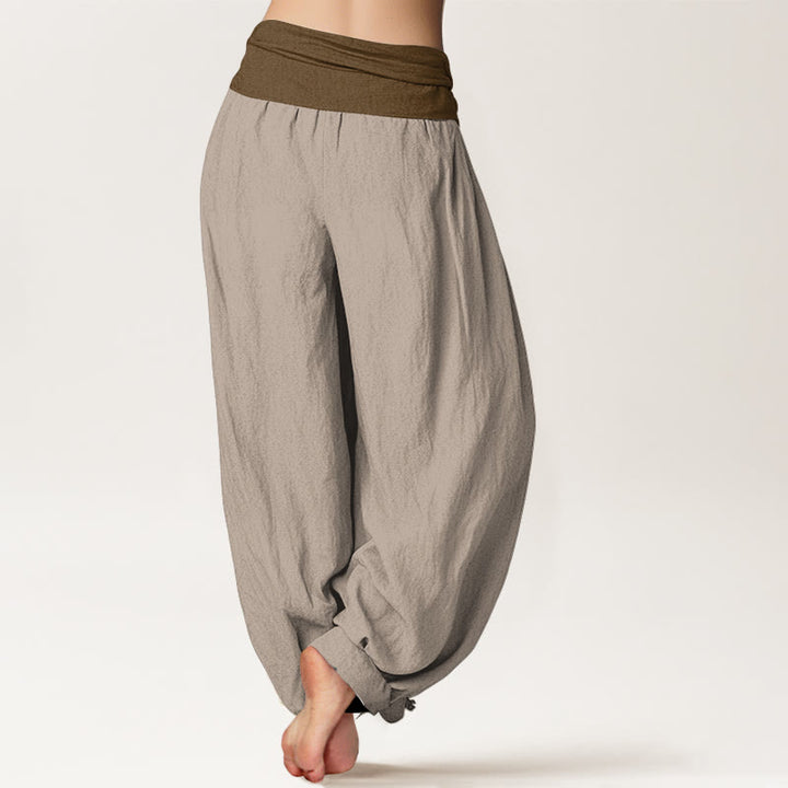 Pantalones harén de algodón con Buddha Stones, color negro, verde y tostado, con cintura elástica para mujer - image 9
