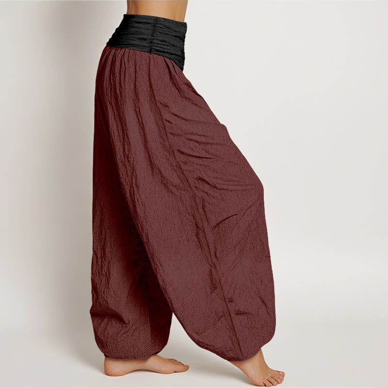 Pantalones harén de algodón con Buddha Stones, color verde, negro, marrón y rojo, con cintura elástica para mujer - image 13