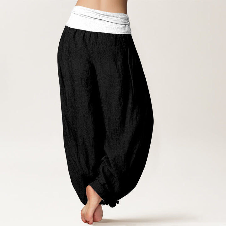 Pantalones harén de cintura elástica para mujer, color azul, negro y gris, con Buddha Stones en algodón - image 6