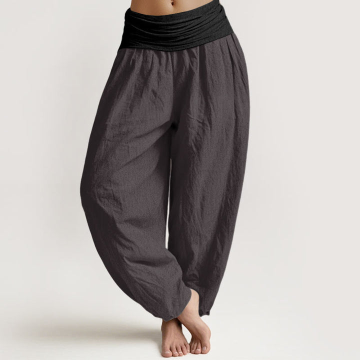 Pantalones harén de cintura elástica para mujer, color azul, negro y gris, con Buddha Stones en algodón - Gris oscuro - US16，UK/AU20，EU48 (3XL) - image 8