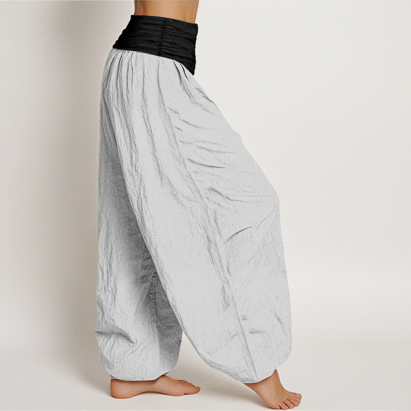 Pantalones harén de cintura elástica para mujer, color azul, negro y gris, con Buddha Stones en algodón - image 13