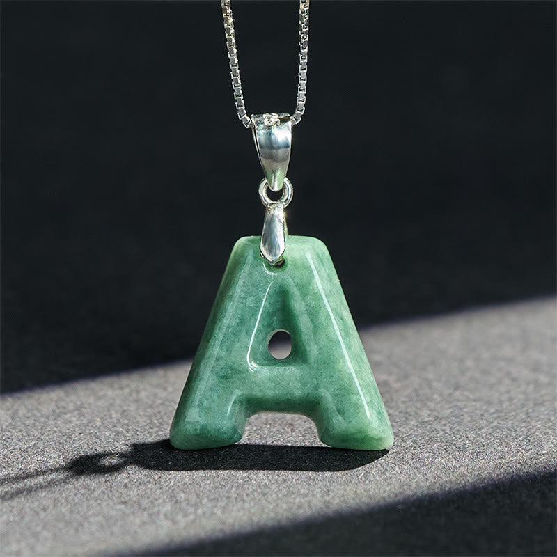 Collar con colgante de prosperidad de plata de ley 925 con Buddha Stones, jade natural, letra AZ - image 4