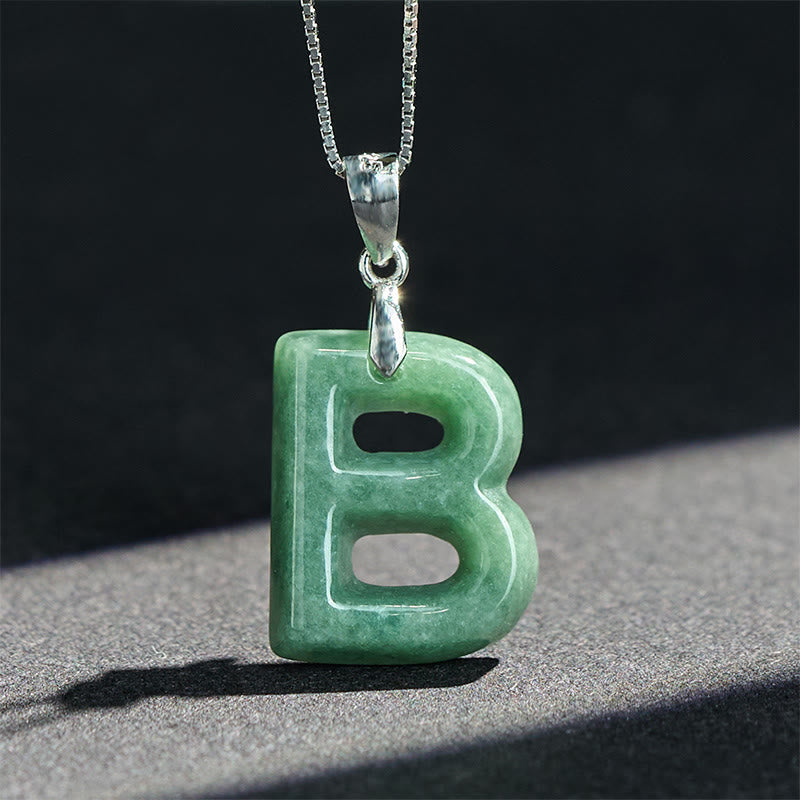 Collar con colgante de prosperidad de plata de ley 925 con Buddha Stones, jade natural, letra AZ - image 13