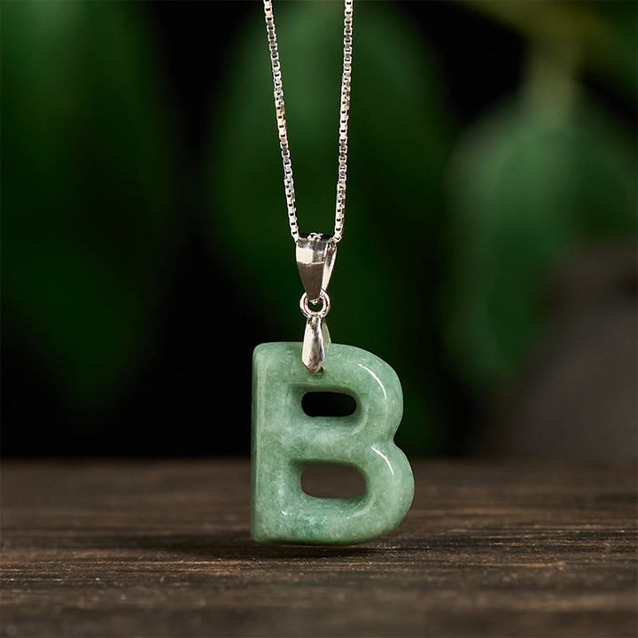 Collar con colgante de prosperidad de plata de ley 925 con Buddha Stones, jade natural, letra AZ - image 10