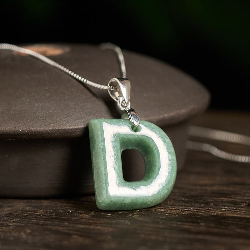 Collar con colgante de prosperidad de plata de ley 925 con Buddha Stones, jade natural, letra AZ - image 24