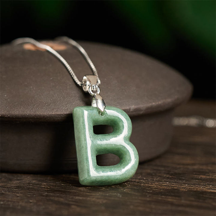 Collar con colgante de prosperidad de plata de ley 925 con Buddha Stones, jade natural, letra AZ - image 12
