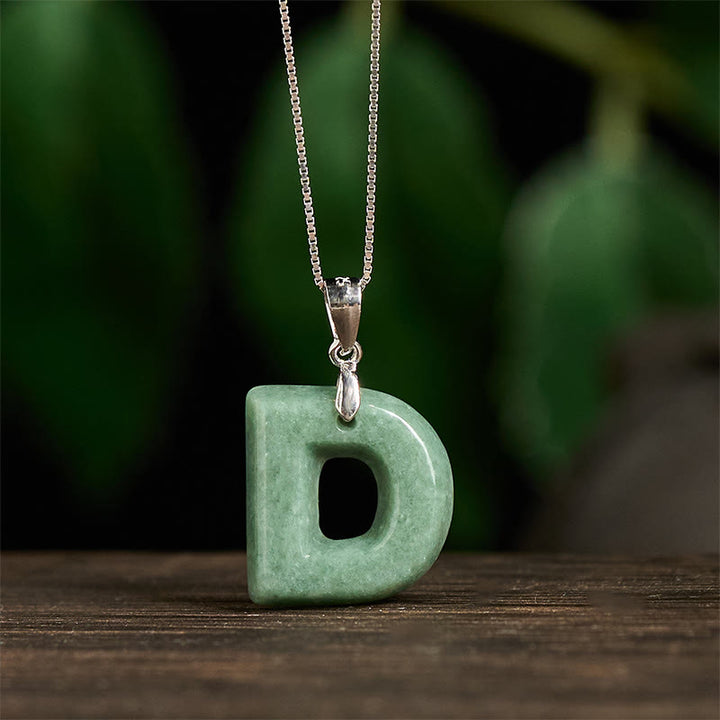 Collar con colgante de prosperidad de plata de ley 925 con Buddha Stones, jade natural, letra AZ - image 23