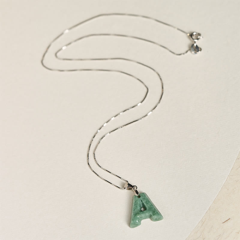 Collar con colgante de prosperidad de plata de ley 925 con Buddha Stones, jade natural, letra AZ - image 5