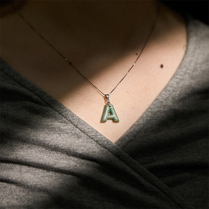 Collar con colgante de prosperidad de plata de ley 925 con Buddha Stones, jade natural, letra AZ - image 7