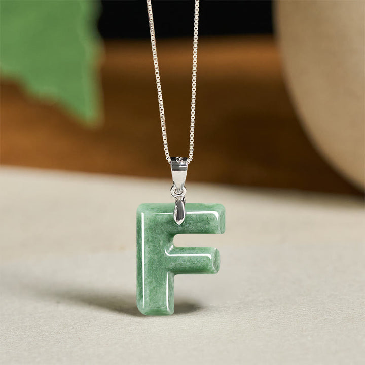 Collar con colgante de prosperidad de plata de ley 925 con Buddha Stones, jade natural, letra AZ - F - image 29
