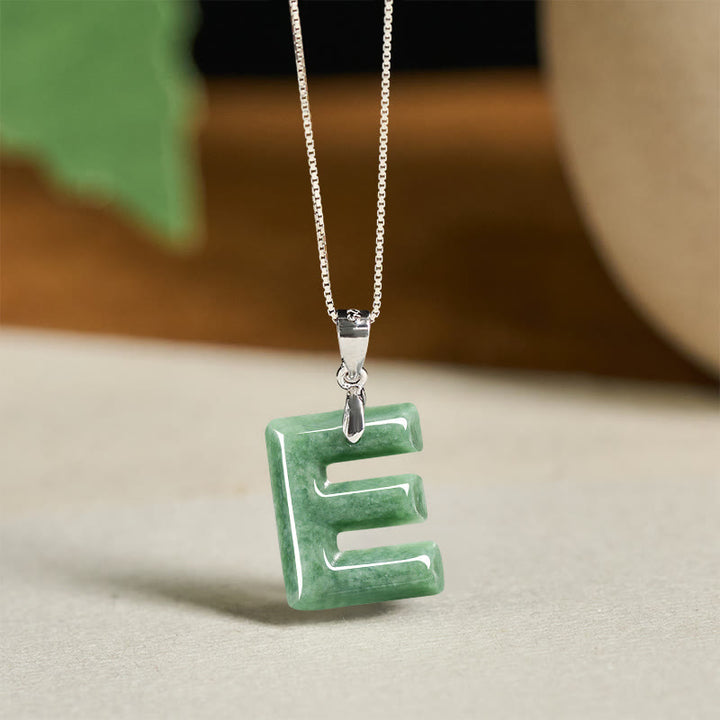 Collar con colgante de prosperidad de plata de ley 925 con Buddha Stones, jade natural, letra AZ - mi - image 28