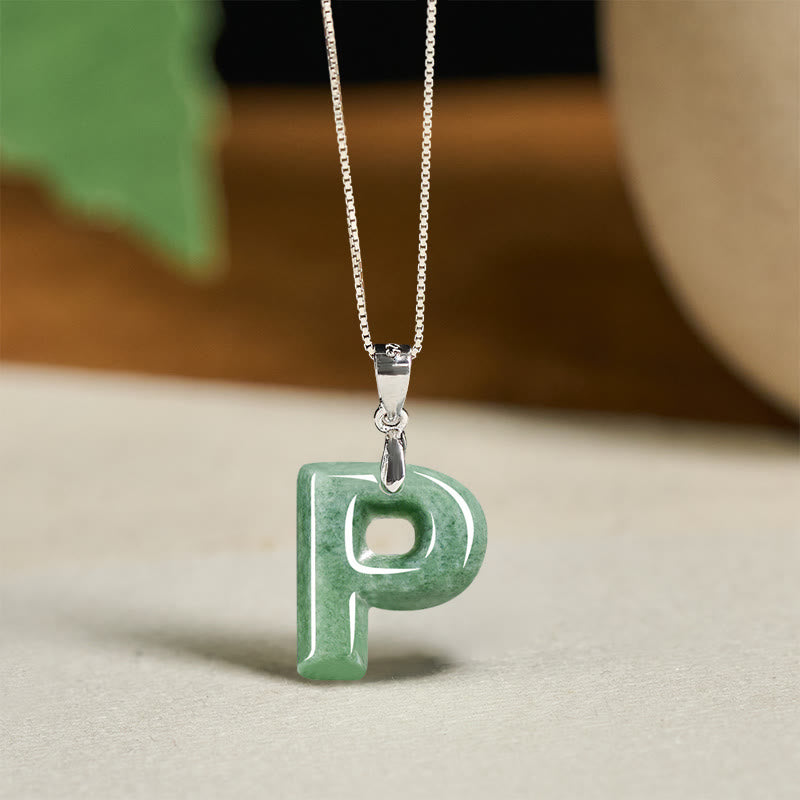 Collar con colgante de prosperidad de plata de ley 925 con Buddha Stones, jade natural, letra AZ - PAG - image 39